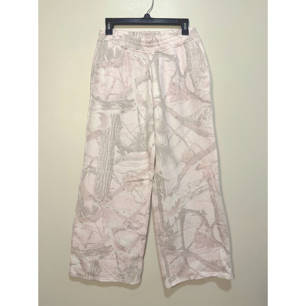 Hollister Feel Good Camo Wide Leg Baggy Sweatpants Size S Pink Real Tree Fleece